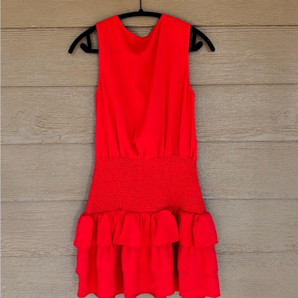 Amanda Uprichard Vibrant Red Dress with Cinched Waist Size M - Picture 4 of 6